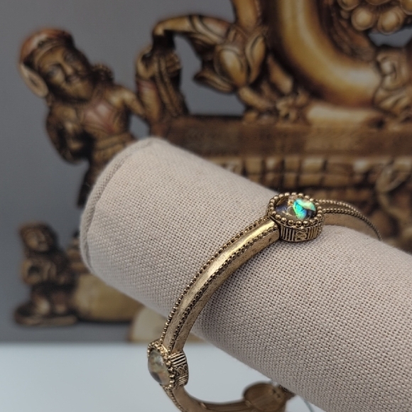 Chico's Stretch Goldtone Bracelet with Aurora Borealis Gem - Picture 6 of 6